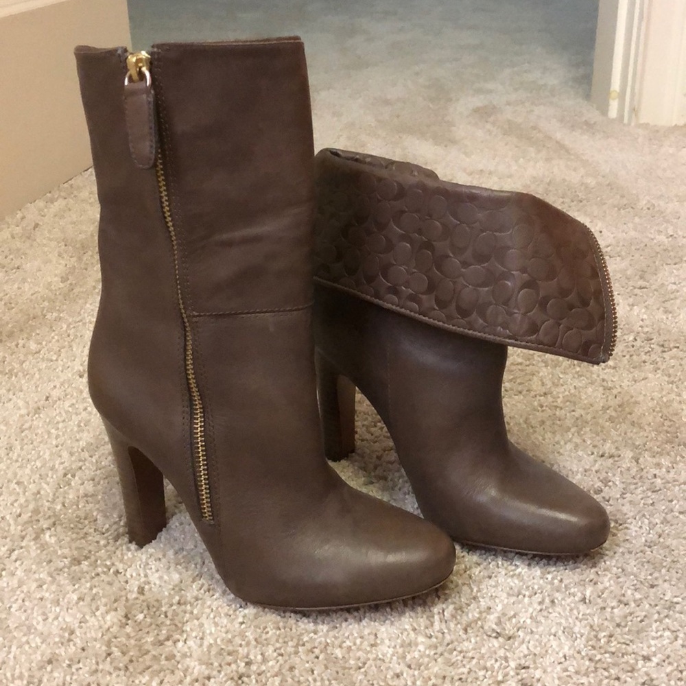 Mushroom Color, Leather Coach Booties, size 6